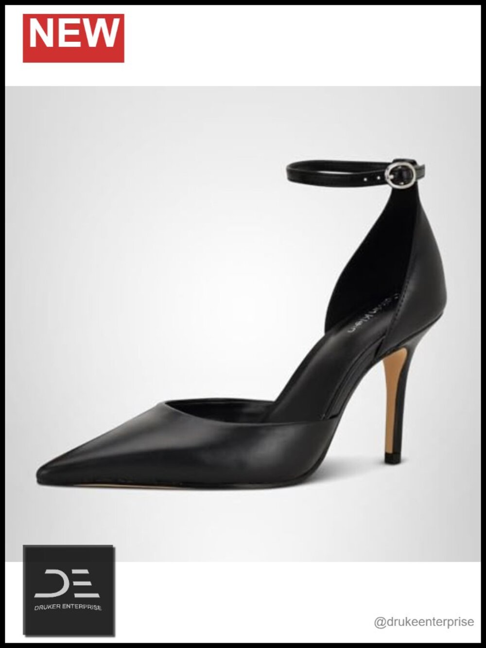 Faux Leather Pointed Toe Stiletto Heel Pumps with Buckle Closure